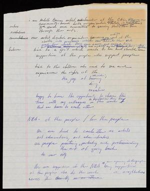 Primary view of object titled '[Michelle Barnes Speech Papers]'.