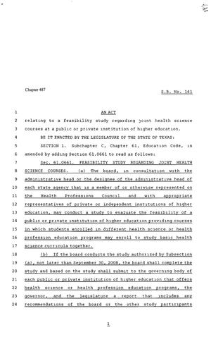 80th Texas Legislature, Regular Session, Senate Bill 141, Chapter 487