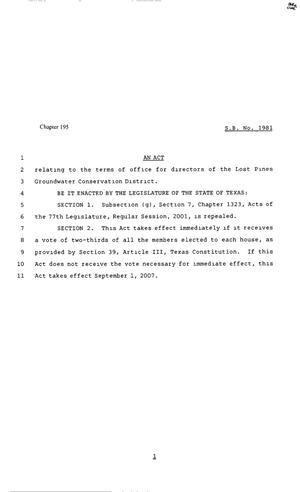 80th Texas Legislature, Regular Session, Senate Bill 1981, Chapter 195