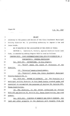 80th Texas Legislature, Regular Session, Senate Bill 1987, Chapter 584