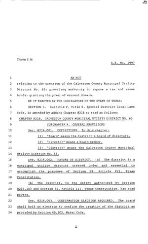 80th Texas Legislature, Regular Session, Senate Bill 1997, Chapter 1156