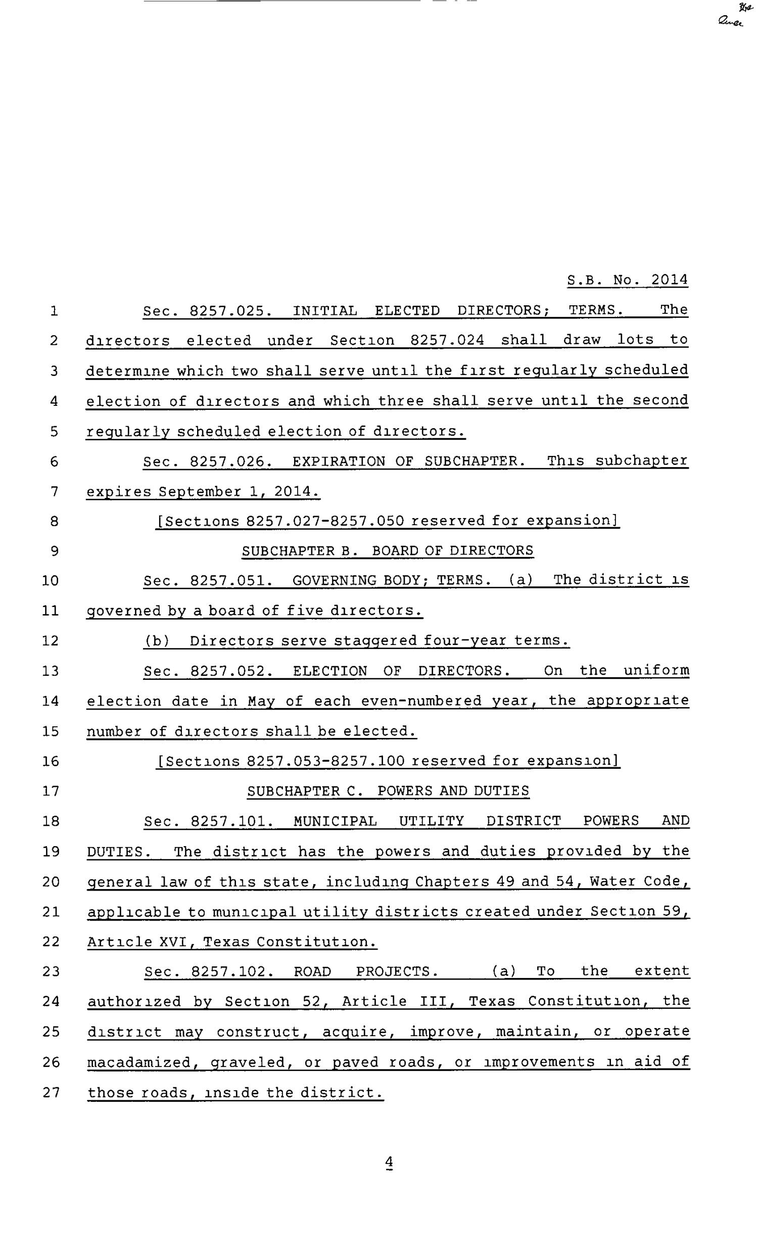 80th Texas Legislature, Regular Session, Senate Bill 2014, Chapter 1157
                                                
                                                    [Sequence #]: 4 of 35
                                                