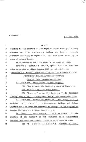 80th Texas Legislature, Regular Session, Senate Bill 2014, Chapter 1157