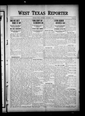 Primary view of object titled 'West Texas Reporter (Graham, Tex.), Vol. 1, No. 11, Ed. 1 Thursday, December 5, 1912'.