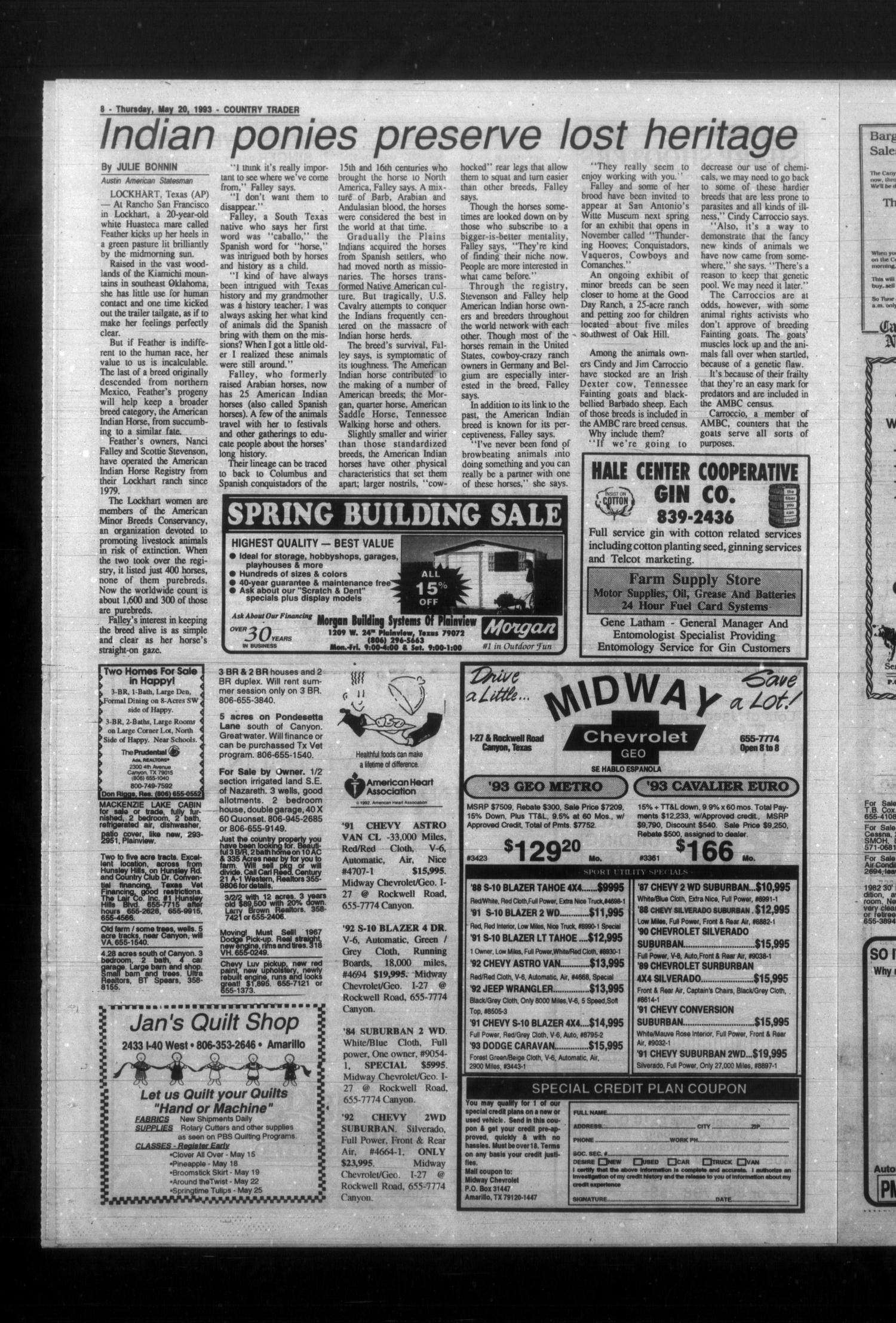 Levelland and Hockley County News-Press (Levelland, Tex.), Vol. 15, No. 14, Ed. 1 Wednesday, May 19, 1993
                                                
                                                    [Sequence #]: 24 of 39
                                                