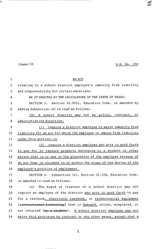 80th Texas Legislature, Regular Session, Senate Bill 370, Chapter 116