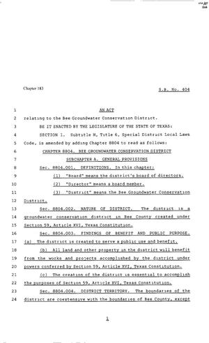 80th Texas Legislature, Regular Session, Senate Bill 404, Chapter 183