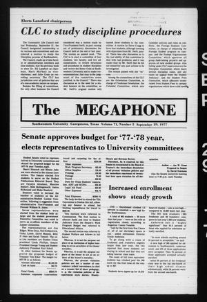 Primary view of object titled 'The Megaphone (Georgetown, Tex.), Vol. 71, No. 5, Ed. 1 Thursday, September 29, 1977'.