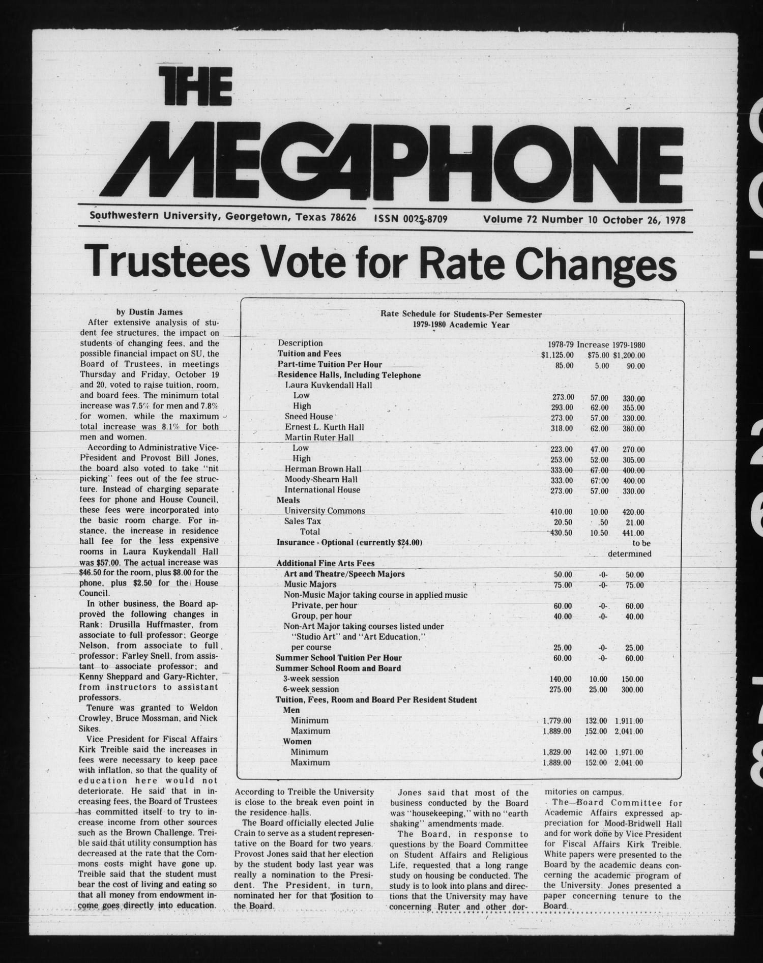 The Megaphone (Georgetown, Tex.), Vol. 72, No. 10, Ed. 1 Thursday, October 26, 1978
                                                
                                                    [Sequence #]: 1 of 8
                                                