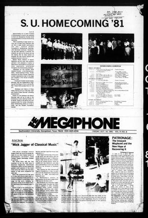 Primary view of object titled 'The Megaphone (Georgetown, Tex.), Vol. 75, No. 8, Ed. 1 Friday, October 16, 1981'.
