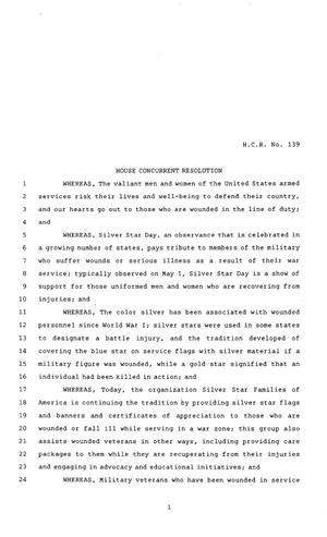 80th Texas Legislature, Regular Session, House Concurrent Resolution 139