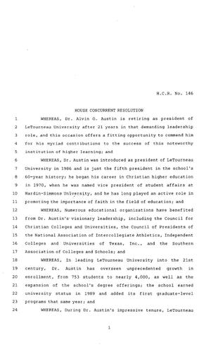 80th Texas Legislature, Regular Session, House Concurrent Resolution 146