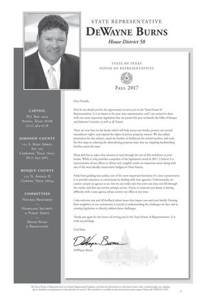 Newsletter of Texas State Representative DeWayne Burns: Fall 2017
