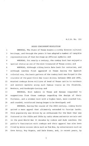 80th Texas Legislature, Regular Session, House Concurrent Resolution 151