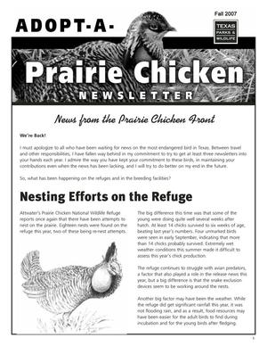 Adopt-A-Prairie Chicken Newsletter, Fall 2007