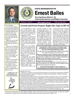 Newsletter of Texas State Representative Ernest Bailes: Volume 1, Issue 3, February 2017