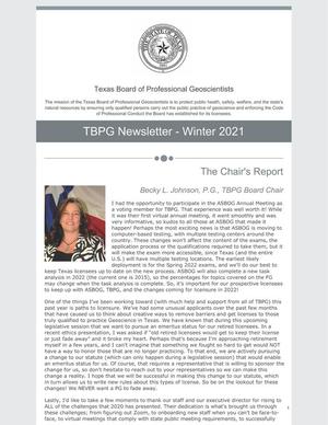 TBPG Newsletter, Winter 2021
