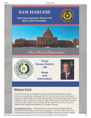 Newsletter of Texas State Representative Sam Harless: March 2021
