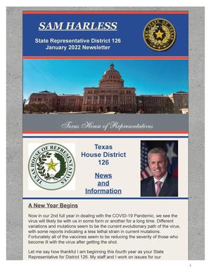Newsletter of Texas State Representative Sam Harless: January 2022
