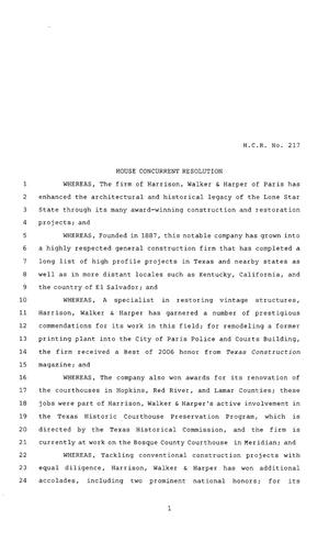 80th Texas Legislature, Regular Session, House Concurrent Resolution 217