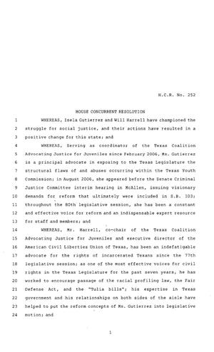 80th Texas Legislature, Regular Session, House Concurrent Resolution 252