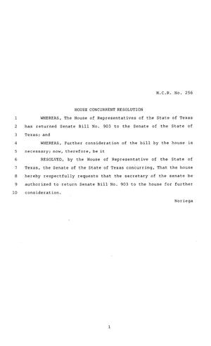 80th Texas Legislature, Regular Session, House Concurrent Resolution 256