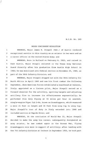 80th Texas Legislature, Regular Session, House Concurrent Resolution 265