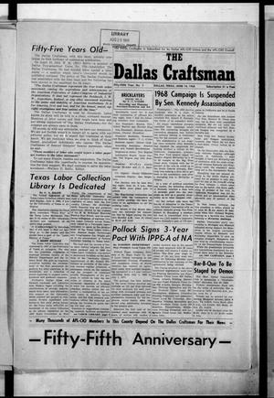 Primary view of object titled 'The Dallas Craftsman (Dallas, Tex.), Vol. 55, No. 3, Ed. 1 Friday, June 14, 1968'.