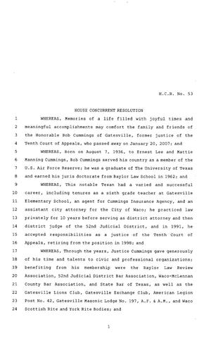 80th Texas Legislature, Regular Session, House Concurrent Resolution 53
