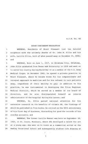 80th Texas Legislature, Regular Session, House Concurrent Resolution 66