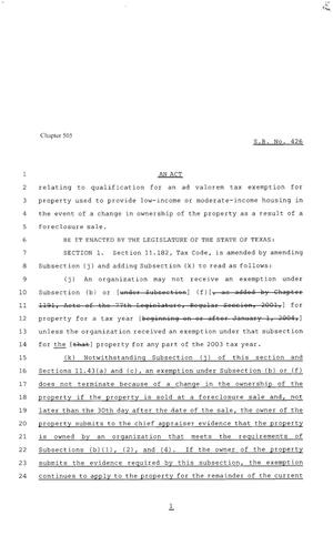 80th Texas Legislature, Regular Session, Senate Bill 426, Chapter 505