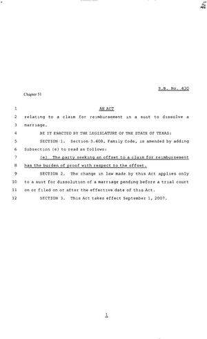 80th Texas Legislature, Regular Session, Senate Bill 430, Chapter 51