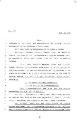 80th Texas Legislature, Regular Session, Senate Bill 450, Chapter 506
