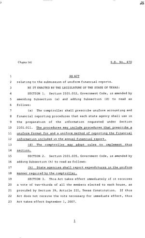 80th Texas Legislature, Regular Session, Senate Bill 470, Chapter 141
