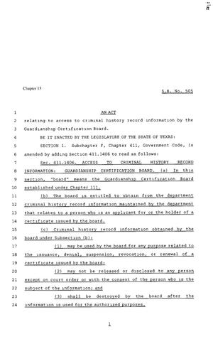 80th Texas Legislature, Regular Session, Senate Bill 505, Chapter 15