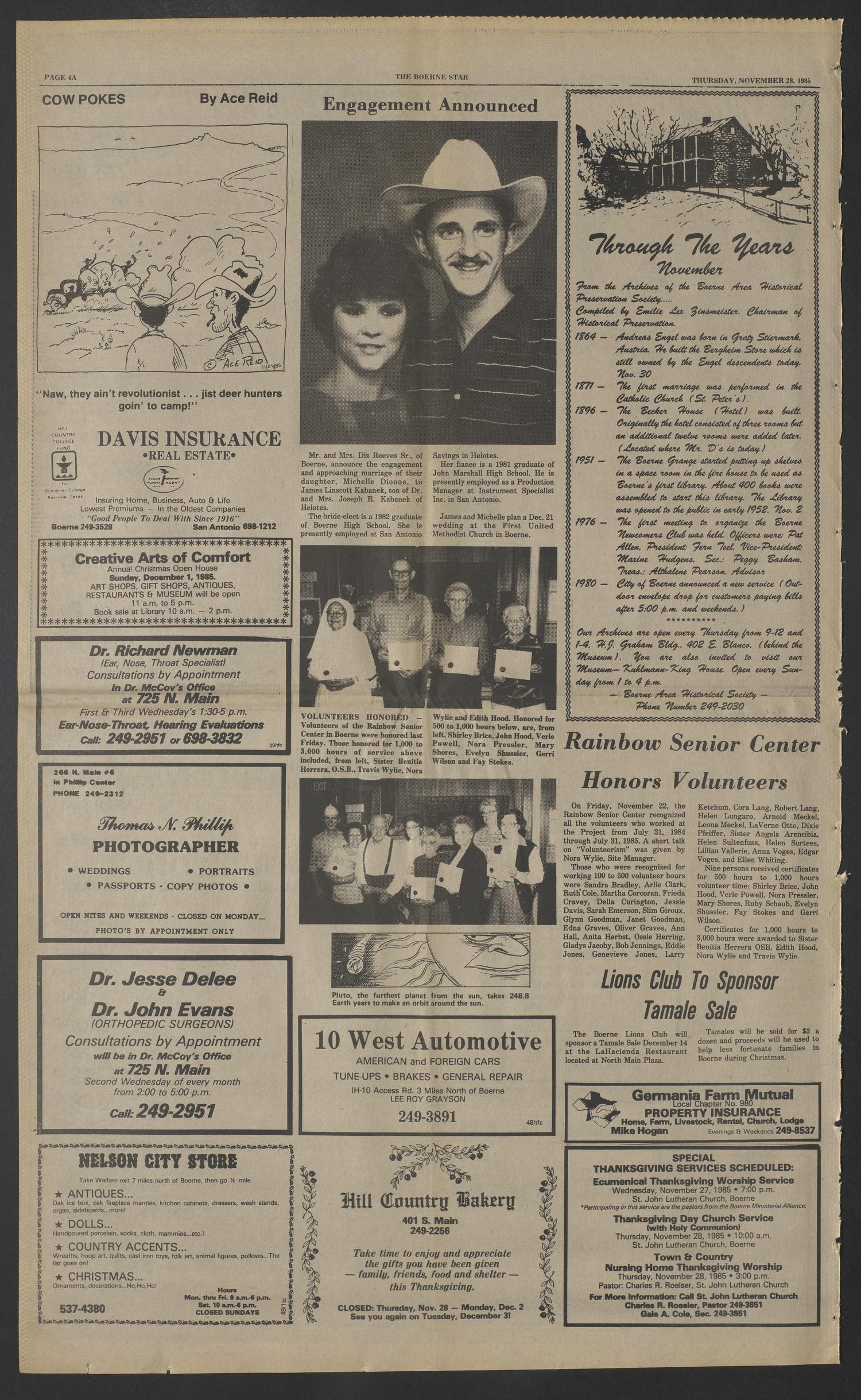 The Boerne Star (Boerne, Tex.), Vol. 81, No. 49, Ed. 1 Thursday, November 28, 1985
                                                
                                                    [Sequence #]: 4 of 47
                                                