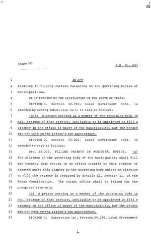 80th Texas Legislature, Regular Session, Senate Bill 653, Chapter 513