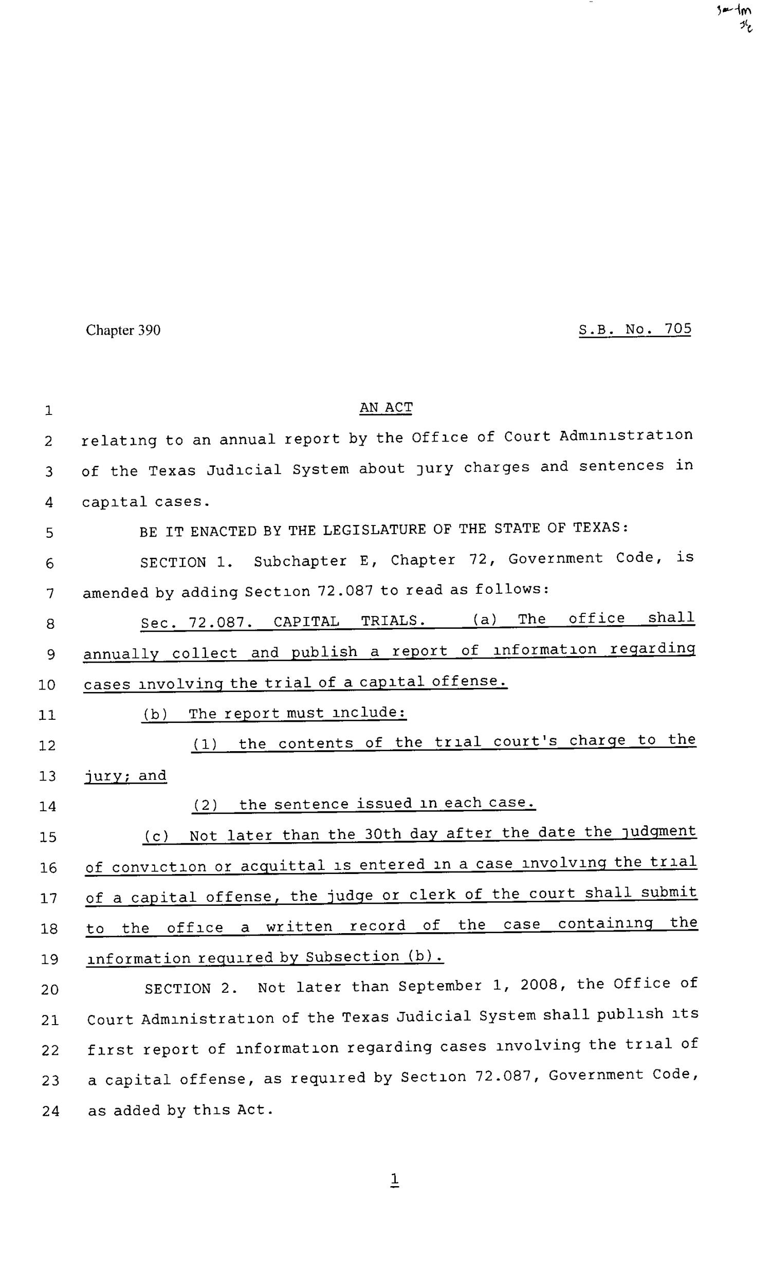 80th Texas Legislature, Regular Session, Senate Bill 705, Chapter 390
                                                
                                                    [Sequence #]: 1 of 2
                                                