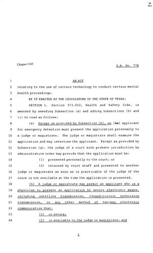 80th Texas Legislature, Regular Session, Senate Bill 778, Chapter 1145