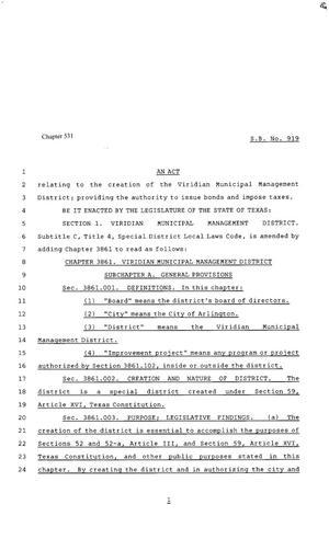 80th Texas Legislature, Regular Session, Senate Bill 919, Chapter 531