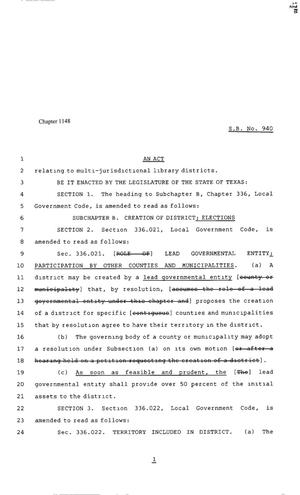 80th Texas Legislature, Regular Session, Senate Bill 940, Chapter 1148