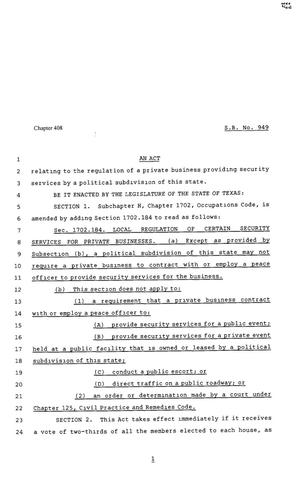 80th Texas Legislature, Regular Session, Senate Bill 949, Chapter 408