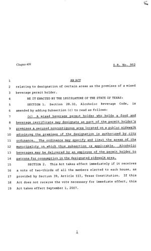 80th Texas Legislature, Regular Session, Senate Bill 952, Chapter 409