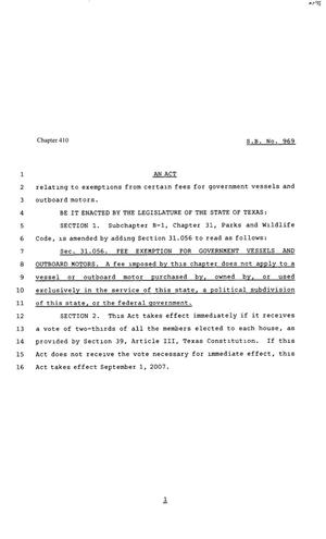80th Texas Legislature, Regular Session, Senate Bill 969, Chapter 410