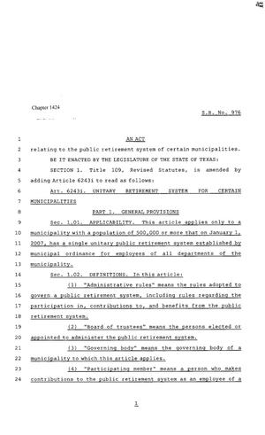 80th Texas Legislature, Regular Session, Senate Bill 976, Chapter 1424