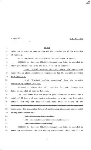 80th Texas Legislature, Regular Session, Senate Bill 993, Chapter 803