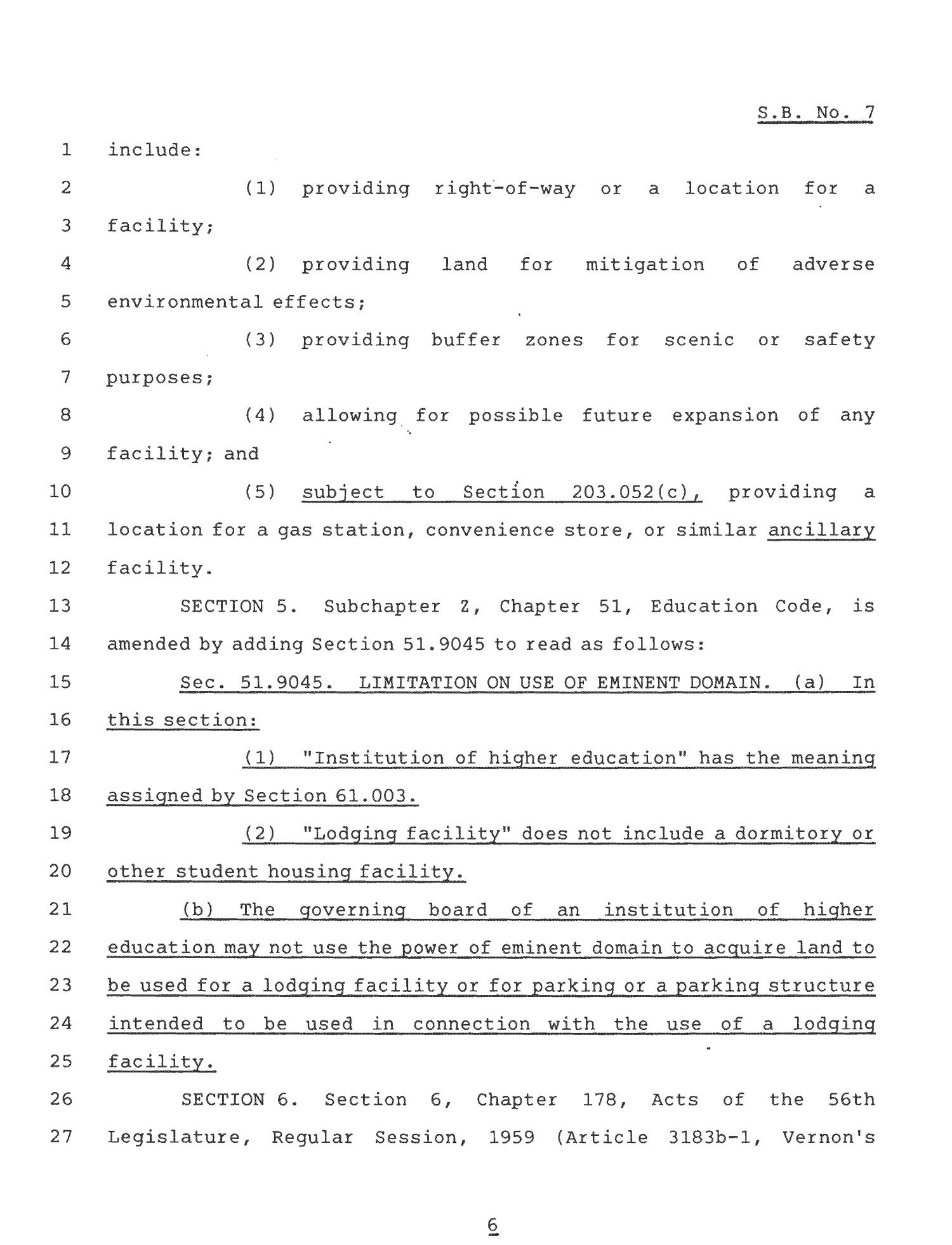 79th Texas Legislature, Second Called Session, Senate Bill 7
                                                
                                                    [Sequence #]: 6 of 10
                                                