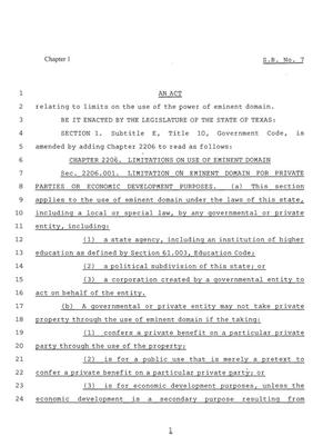 79th Texas Legislature, Second Called Session, Senate Bill 7