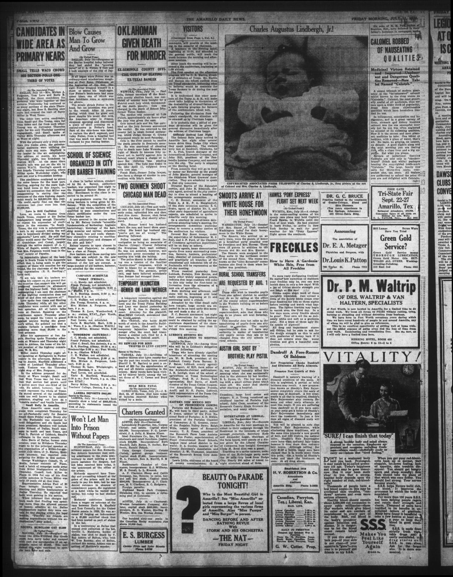 Amarillo Daily News (Amarillo, Tex.), Vol. 21, No. 209, Ed. 1 Friday, July 11, 1930
                                                
                                                    [Sequence #]: 2 of 16
                                                