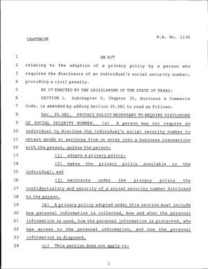79th Texas Legislature, Regular Session, House Bill 1130, Chapter 198
